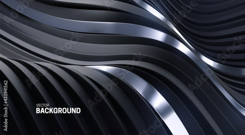 Black and silver abstract background. Soft elastic shape backdrop.