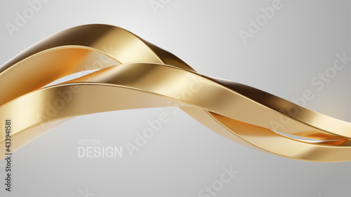Luxury golden wave shapes isolated on white background.