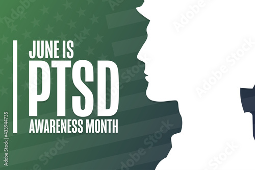 June is PTSD Awareness Month. Holiday concept. Template for background, banner, card, poster with text inscription. Vector EPS10 illustration. photo