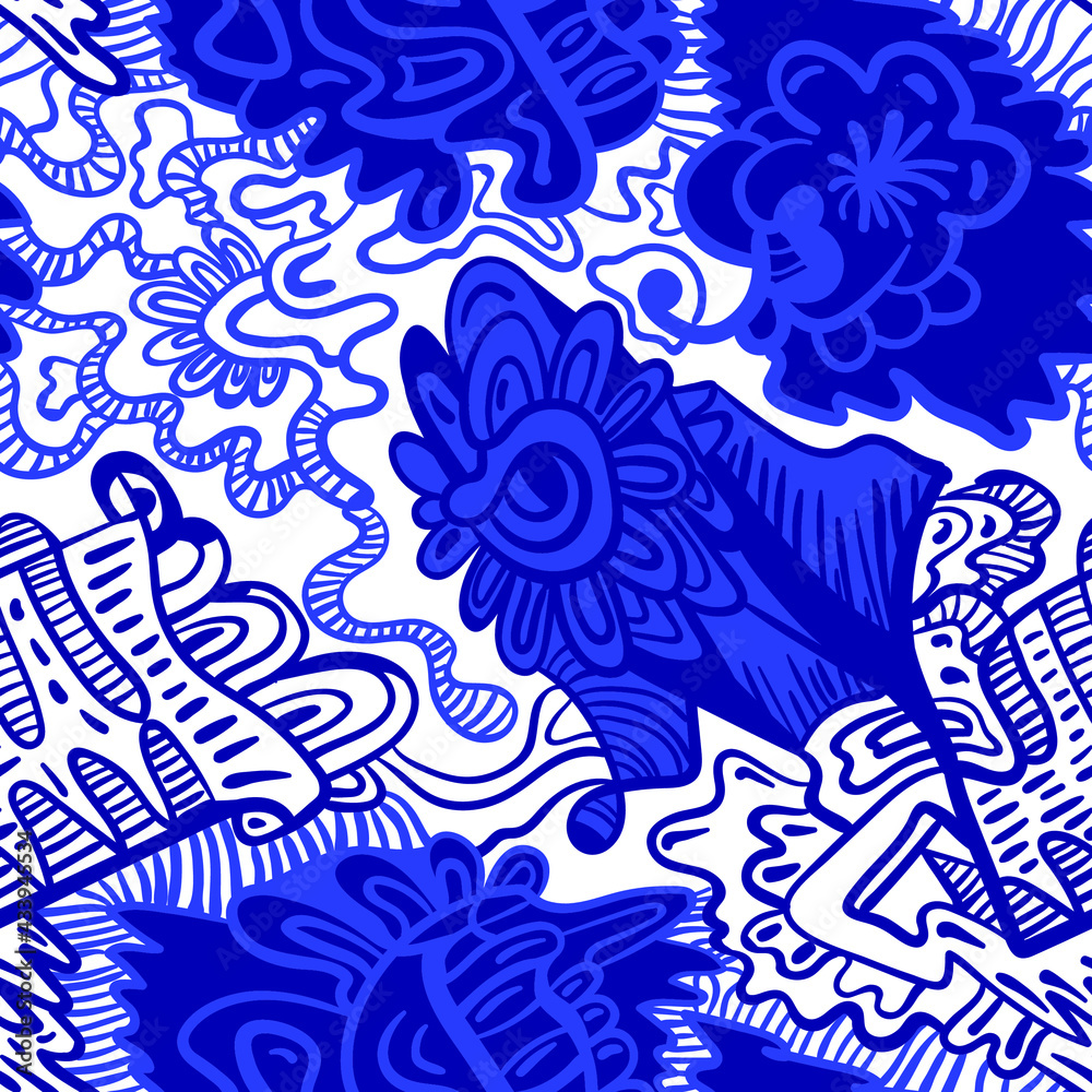 Abstract unusual decorative hand drawn seamless pattern