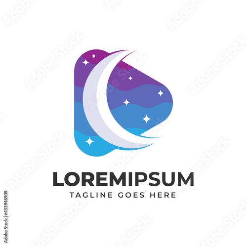 play media night moon logo