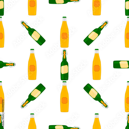 Illustration on theme seamless beer glass bottles with lid for brewery