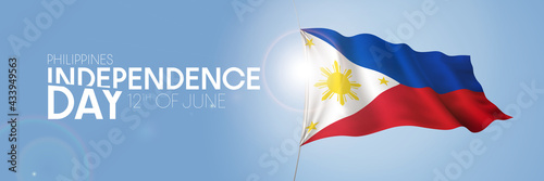 Philippines happy independence day greeting card, banner with template text vector illustration