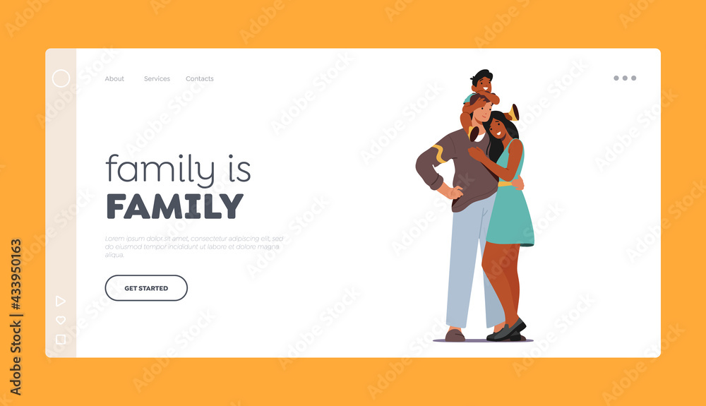 Happy Family Characters Hugging Landing Page Template. Parents and Baby Love, Tenderness. Mother, Dad and Toddler Hug Happy Family Characters Hugging Landing Page Template. Parents and Baby Love, Tenderness. Mother, Dad and Toddler Hug