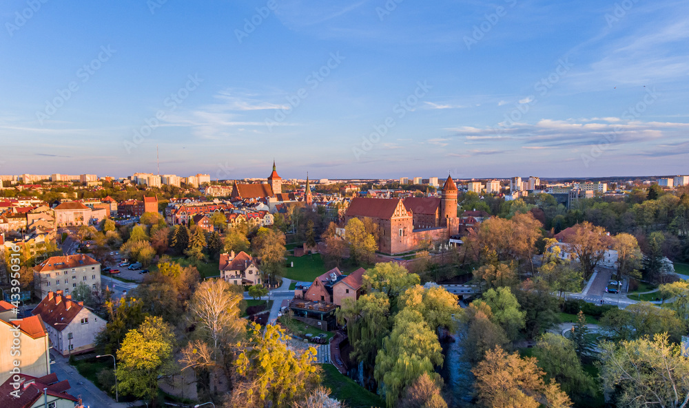 Panorama of the city of Olsztyn - the Castle of the Warmian Chapter in Olsztyn, the cathedral, the old town - Warmia and Masuria