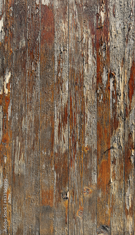 ancient, weathered and worn surface of wood from an old door with brown chipped painting - rough texture for a vertical background ancient, weathered and worn surface of wood from an old door with brown chipped painting - rough texture for a vertical background