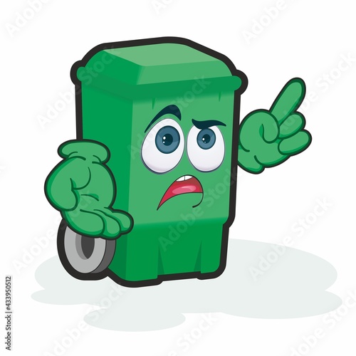 Trash Can Cartoon Character. Mascot Illustration Trash Can. Reuse recycling and keep clean concept.