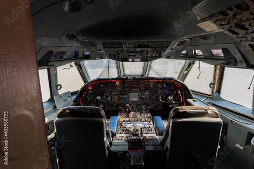 Aircraft Cockpit of an old Airplanes - Vintage 