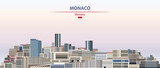 Monaco cityscape on sunset sky background vector illustration