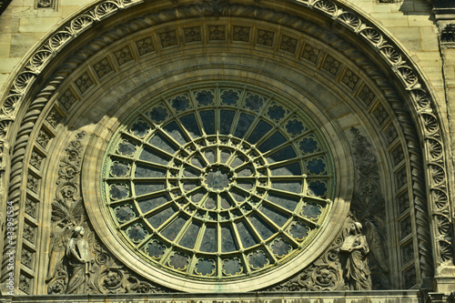 Paris  France - June 6th 2015   The Saint-Augustin Church is a church in the 8th arrondissement of Paris  built between 1860 and 1871. Focus on the rose windows of the church.