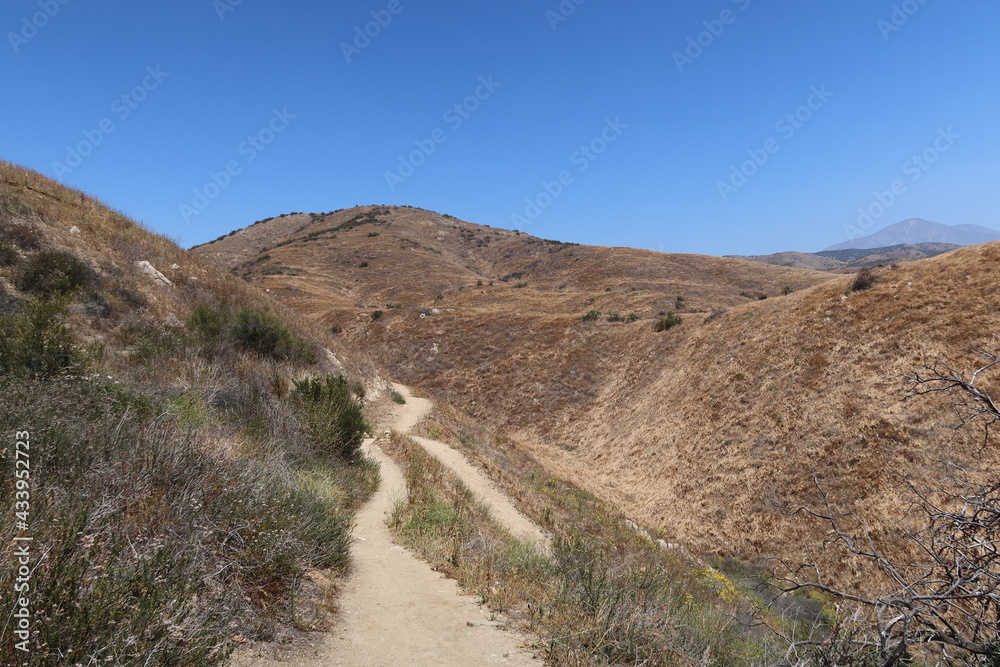 California Chaparral Desert Hills and Valley Showing Access Trails for Hiking and Biking California Chaparral Desert Hills and Valley Showing Access Trails for Hiking and Biking