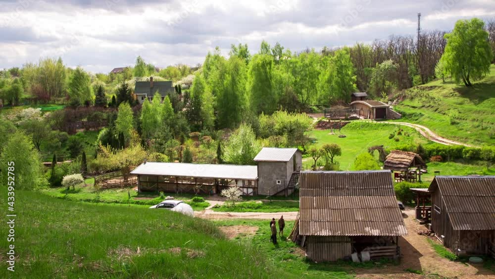 Beautiful rural landscape with green silky grass among green hills. Agriculture Beautiful rural landscape with green silky grass among green hills. Agriculture