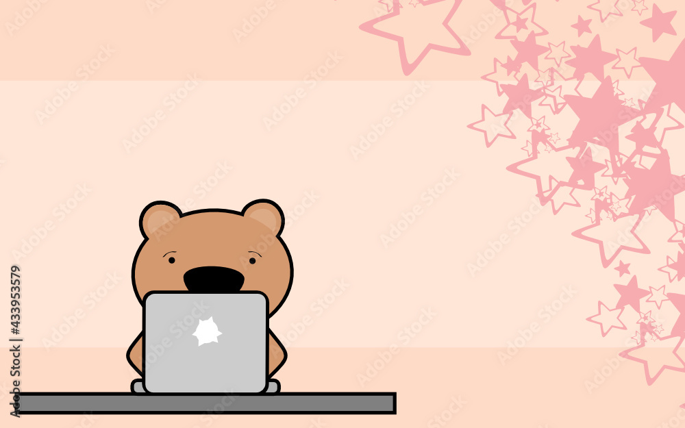 cute online studing bear kid character cartoon in vector format