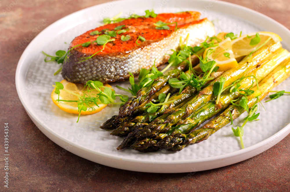 asparagus with trout steak asparagus with trout steak