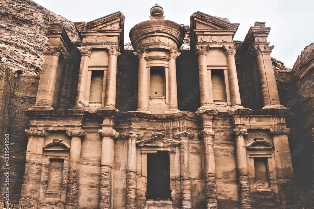 A front view of The Monastery, called locally Ed Deir in Petra - Jordan