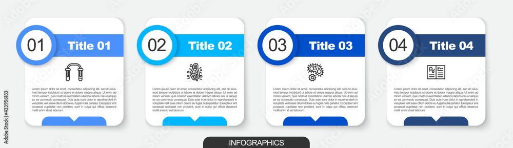 Set line Test tube and flask, Bacteria, Virus and Clinical record. Business infographic template. Vector Set line Test tube and flask, Bacteria, Virus and Clinical record. Business infographic template. Vector