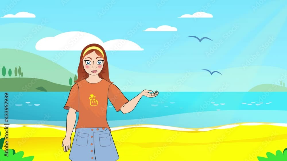 monologue presentation of a blogger girl on the nature of the sea travel
