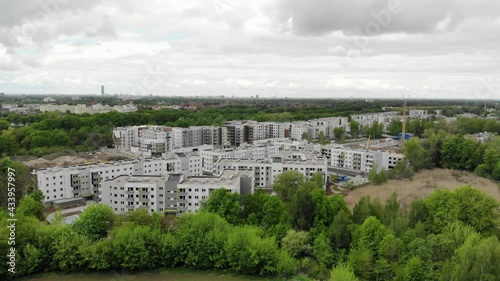 Aerial view of newly built housing estate in Europe