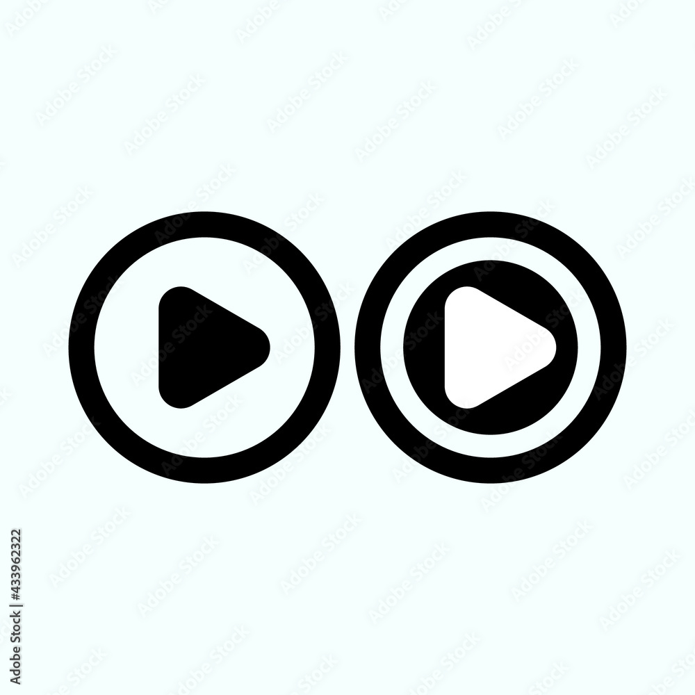 Play button icon in trendy flat style isolated on grey background. Play symbol for your web site design, logo, app, UI. Vector illustration Play button icon in trendy flat style isolated on grey background. Play symbol for your web site design, logo, app, UI. Vector illustration