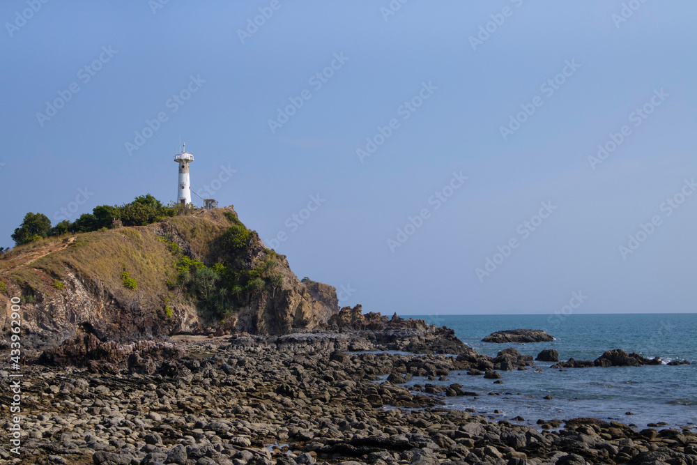 lighthouse on cliff. landmark of Koh Lanta, Krabi, Thailand.