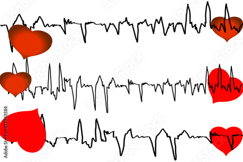 tracciato del cardiogramma con cuori photo