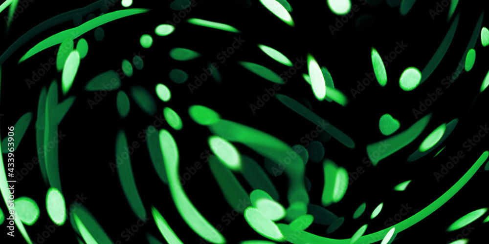 black background with blurry curved green rays Stock Illustration ...