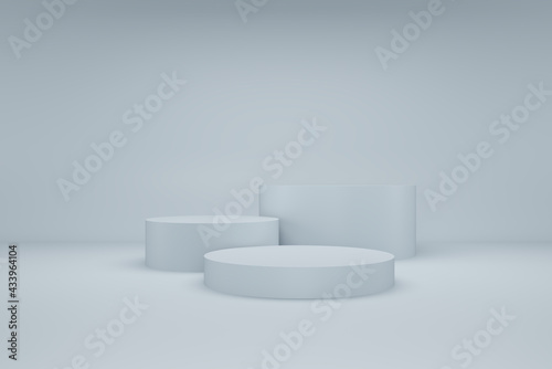Background 3d blue rendering with cylinder podium and minimal in abstract composition, 3d render, 3d illustration