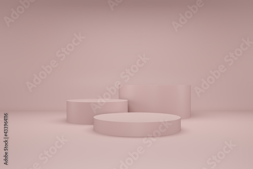 Background 3d pink rendering with cylinder podium and minimal in abstract composition, 3d render, 3d illustration © palmpw