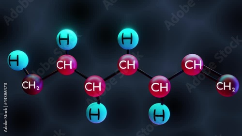 Glucose (dextrose, D-glucose) molecule. Linear form. Structural chemical formula and molecule model. photo