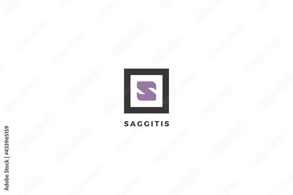 Letter S purple colour minimal box logo design Letter S purple colour minimal box logo design