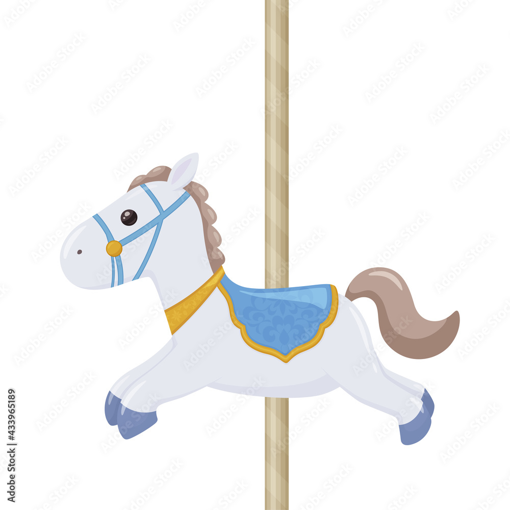 メリーゴーランドの馬のイラスト 青 Stock Vector Adobe Stock