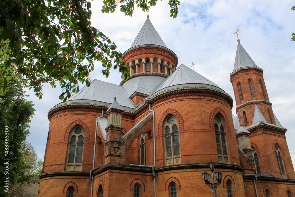 Obraz premium Armenian Church of the Holy Apostles Peter and Paul. Gothic architecture. Catholic Church of Eastern Rite in city of Chernivtsi. Hall of Organ Music.