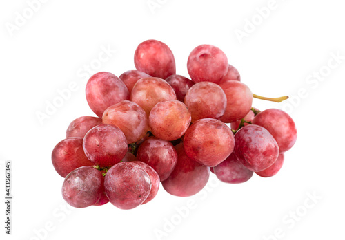 Bunch of pink grapes close up isolated on white background.