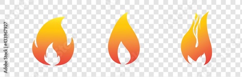 Set of flame icon in flat style. Warming sign user interface. Vector illustration.