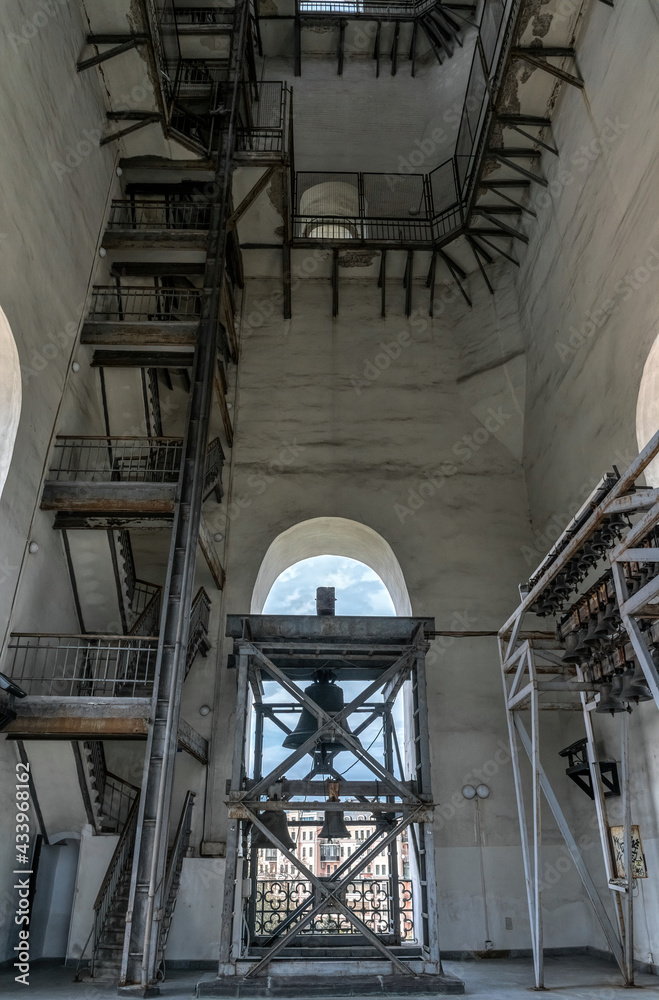 Fototapeta premium Staircase in the ancient bell tower, Saint Sophia Cathedral in Kiev, Ukraine