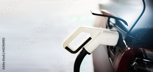 Electric car charger. Automotive technology of the future. Save energy And protect the environment.