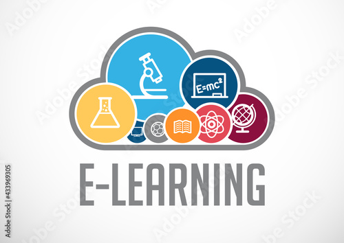 Elearning concept - mobile phone as book with word E-LEARNING