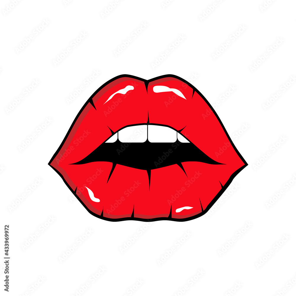Vector illustration of a woman, with beautiful sexy red lips Vector illustration of a woman, with beautiful sexy red lips
