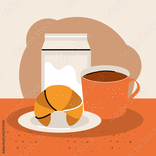 breakfast croissant coffee milk