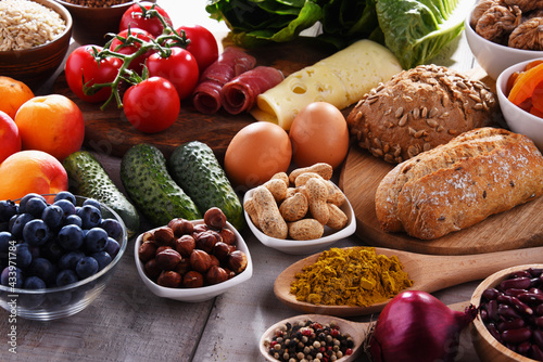 Assorted organic food products on the table