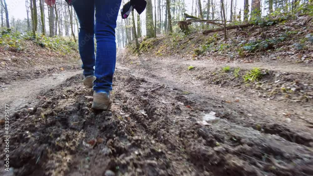 Femme qui se promène dans le bois