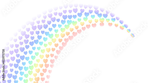 Rainbow gradient, white background. Community tolerance design. Heart color rainbow. Colorful bright soft design. Vibrant smooth blur. Light effect. Symbol love, rain, sky, clear Vector illustration