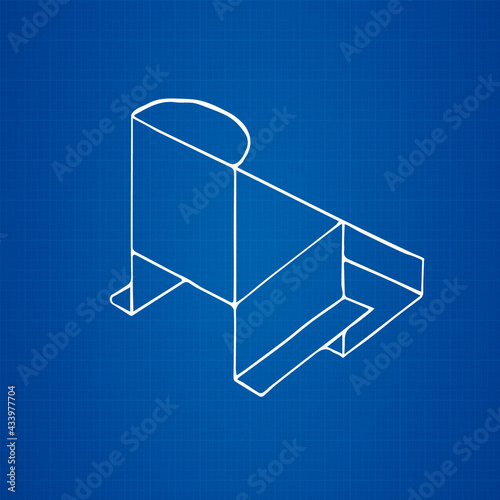 3d graphic of technical pictures with blue background	