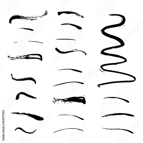 Black brush strokes on white background; vector set