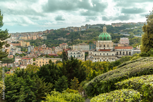 Madre del Buon Consiglio (or Basilica dell'Incoronata Madre del Buon Consiglio) and panoramic scenic view of Naples, Campania, Italy