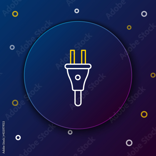 Line Electric plug icon isolated on blue background. Concept of connection and disconnection of the electricity. Colorful outline concept. Vector