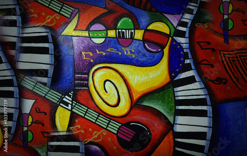 Obraz na płótnie Art Painting Abstract Triangle Curve Square Music , pablo picasso