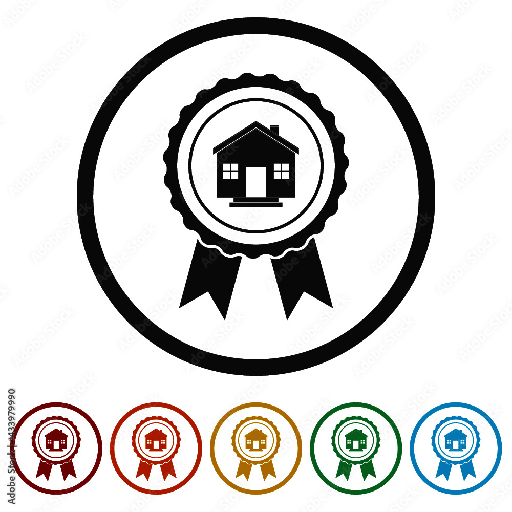 Obraz premium House badge ring icon isolated on white background color set