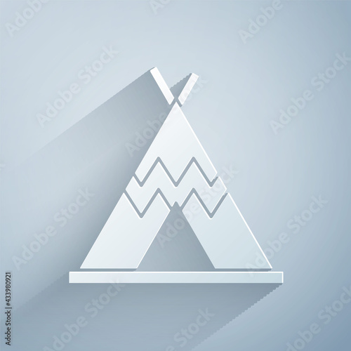 Wallpaper Mural Paper cut Traditional indian teepee or wigwam icon isolated on grey background