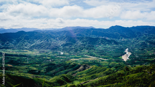 Landscape with mountains and clouds in Kontum, Vietnam